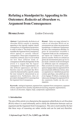 Reductio Ad Absurdum Vs. Argument from Consequences