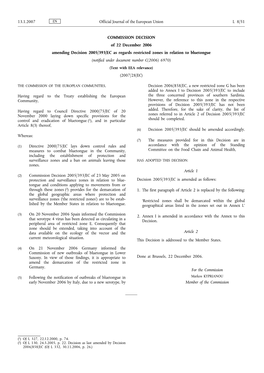 COMMISSION DECISION of 22 December 2006