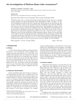 An Investigation of Rubens Flame Tube Resonances