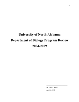 University of North Alabama Department of Biology Program Review 2004-2009