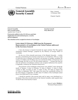 General Assembly Security Council Sixty-Second Session Sixty-Third Year Agenda Items 16 and 20