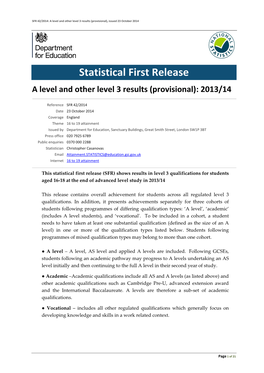 Statistical First Release