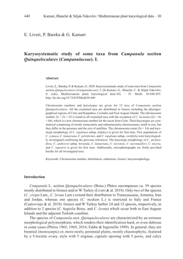 E. Liveri, P. Bareka & G. Kamari Karyosystematic Study of Some Taxa