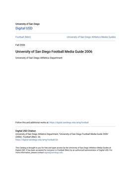 University of San Diego Football Media Guide 2006