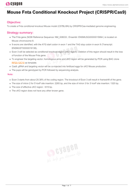Mouse Fnta Conditional Knockout Project (CRISPR/Cas9)