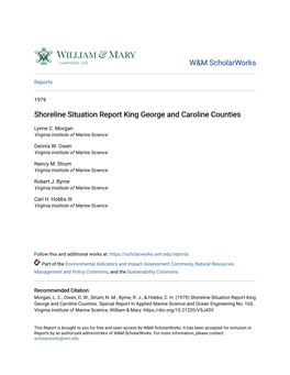 Shoreline Situation Report King George and Caroline Counties