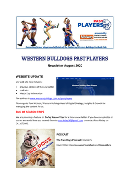 Newsletter August 2020 WEBSITE UPDATE END of SEASON TRIPS