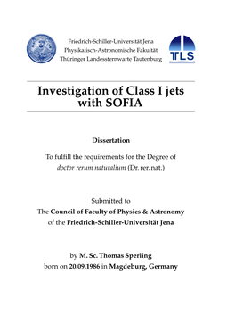 Investigation of Class I Jets with SOFIA