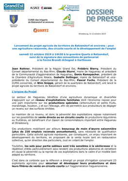 Lancement Du Projet Agricole De Territoire De Batzendorf Et Environs : Pour Une Agriculture Raisonnée, Des Circuits Courts Et Le Développement De L’Emploi