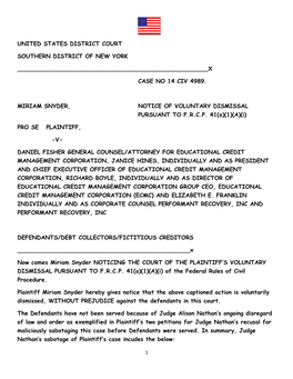 United States District Court Southern District of New York Case No 14