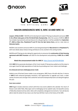 Nacon Announces Wrc 9, Wrc 10 and Wrc 11