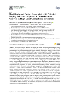 Identification of Factors Associated with Potential Doping Behavior In