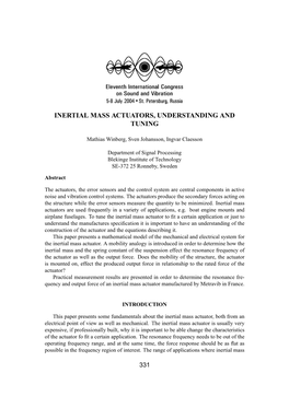 Inertial Mass Actuators, Understanding and Tuning