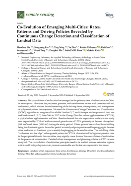 Co-Evolution of Emerging Multi-Cities: Rates, Patterns and Driving Policies Revealed by Continuous Change Detection and Classiﬁcation of Landsat Data