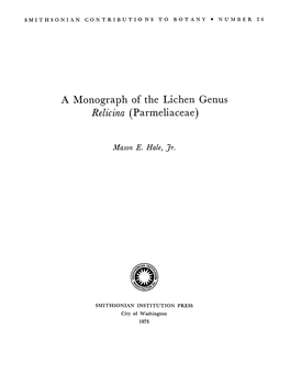 A Monograph of the Lichen Genus Relicina (Parmeliaceae)