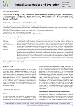 The Genera of Fungi ÂŒ G5: &lt;I&gt; Arthrinium&lt;/I&gt;