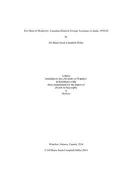 Canadian Bilateral Foreign Assistance to India, 1950-60 by Jill