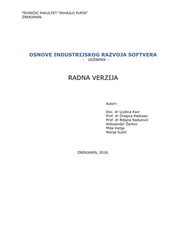 Osnove Industrijskog Razvoja Softvera - Udžbenik –