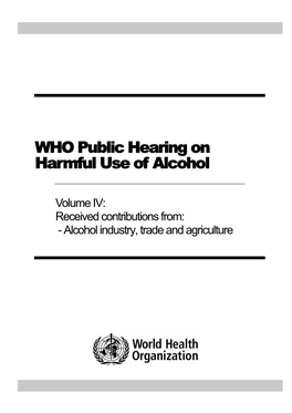 Alcohol Industry, Trade and Agriculture