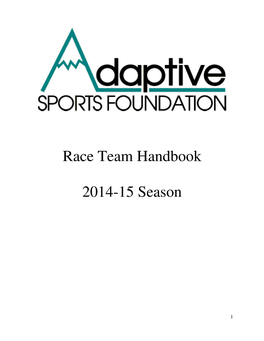 Race Team Handbook 2014-15 Season