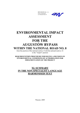 Environmental Impact Assessment for the Augustów Bypass Within the National Road No