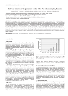 Saltwater Intrusion in the Quaternary Aquifer of the Dar Es Salaam Region, Tanzania Yohana MTONI1, 2,*, Ibrahimu C