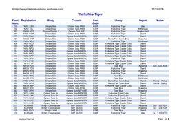 Yorkshire Tiger Fleet List