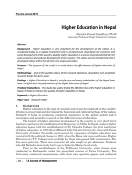 Higher Education in Nepal Jitendra Prasad Upadhyay (Ph D) Associate Professor,Nepal Commerce Campus