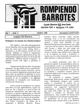 ROMPIENDD BARROTES Comite Ofensiva '92 Area Oeste Apartado 4388 • Mayaguez, P.R
