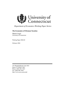 The Economics of Ottoman Taxation Metin Cosgel University of Connecticut