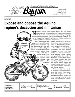 Expose and Oppose the Aquino Regime's Deception and Militarism