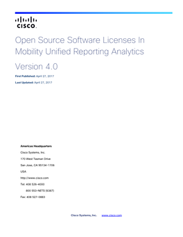 4.0 Open Source Software Licenses in Mobility Unified Reporting Analytics
