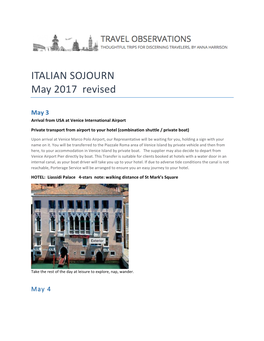 ITALIAN SOJOURN May 2017 Revised