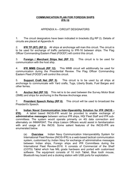 Communication Plan for Foreign Ships Ifr-16