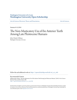 The Non-Masticatory Use of the Anterior Teeth Among Late Pleistocene Humans