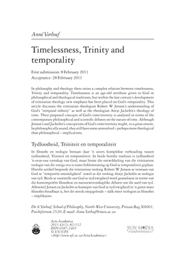 Timelessness, Trinity and Temporality