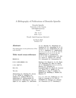 A Bibliography of Publications of Diomidis Spinellis