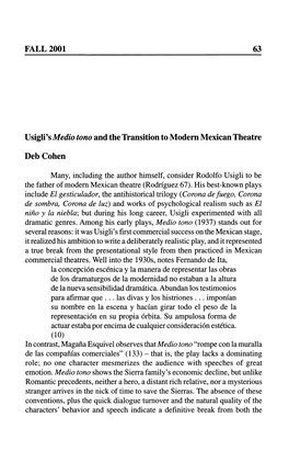 FALL 2001 63 Usigli'smedio Tono and the Transition to Modern Mexican