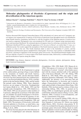 Cyperaceae) and the Origin and Diversification of the American Species