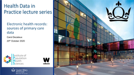 Health Data in Practice Lecture Series