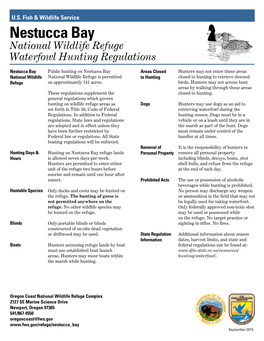 Nestucca Bay National Wildlife Refuge Waterfowl Hunting Regulations