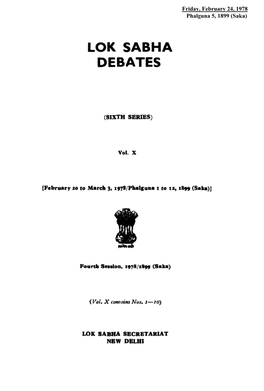 Friday, February 24, 1978 Phalguna 5, 1899 (Saka) CONTENTS