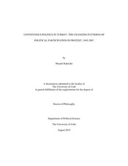 Contentious Politics in Turkey: the Changing Patterns Of