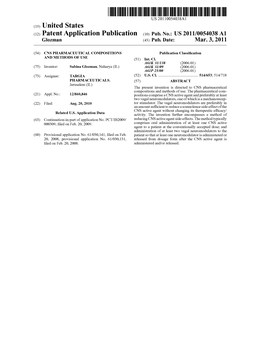 (12) Patent Application Publication (10) Pub. No.: US 2011/0054038A1 Glozman (43) Pub