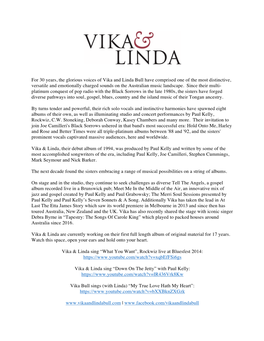 For 30 Years, the Glorious Voices of Vika and Linda Bull Have Comprised One of the Most Distinctive