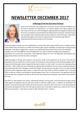 Newsletter December 2017