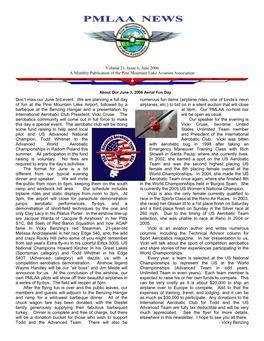 June 2006 a Monthly Publication of the Pine Mountain Lake Aviation Association