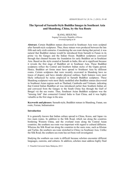 The Spread of Sarnath-Style Buddha Images in Southeast Asia and Shandong, China, by the Sea Route