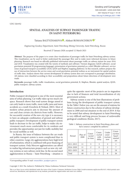 Spatial Analysis of Subway Passenger Traffic in Saint Petersburg