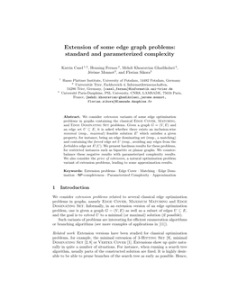 Extension of Some Edge Graph Problems: Standard and Parameterized Complexity